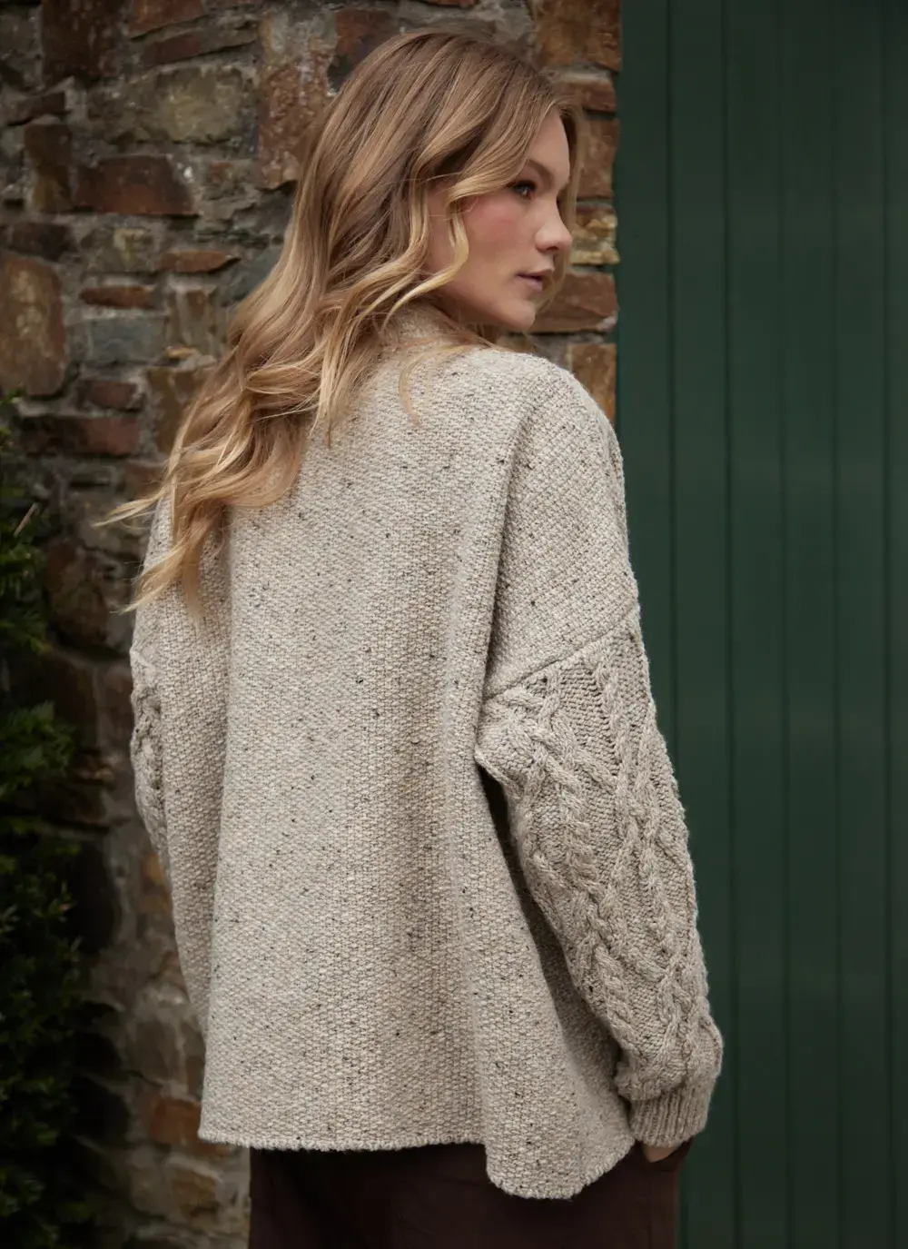 Alpaca Fleck Aran Sleeve Cardigan
