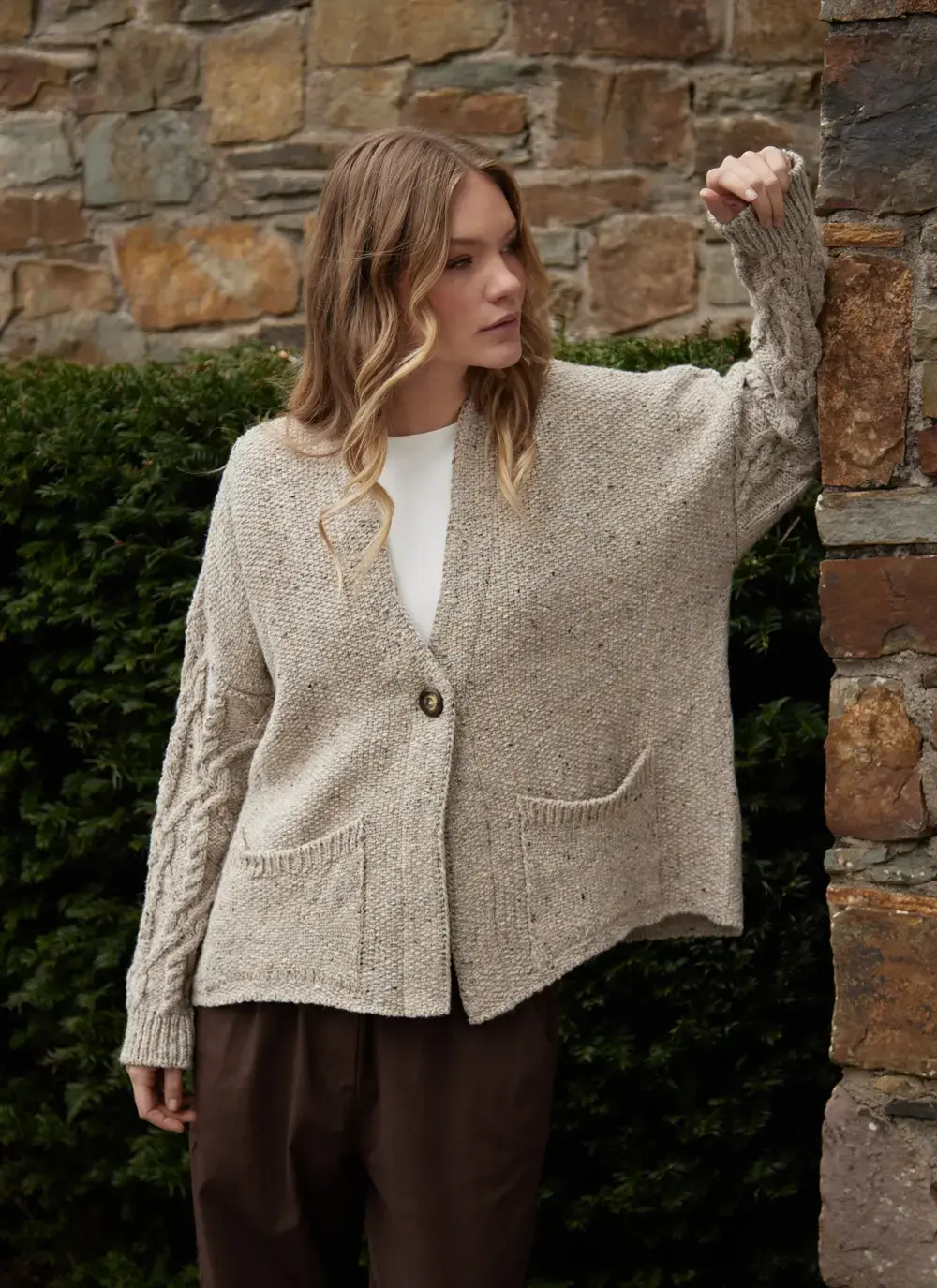 Alpaca Fleck Aran Sleeve Cardigan