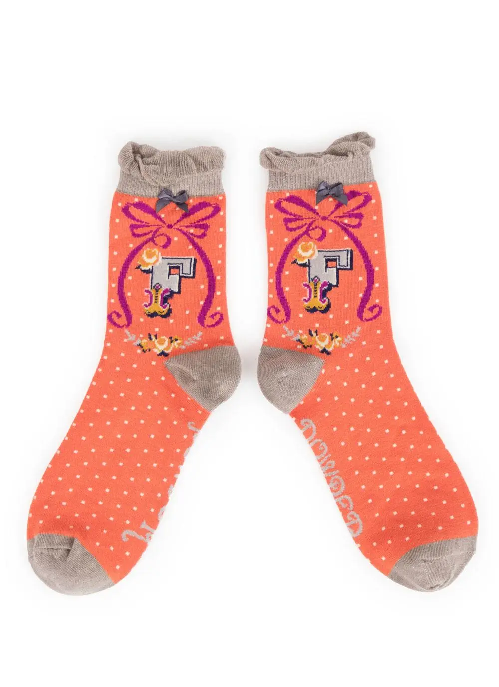 Set of 2 Ladies Alphabet Socks - F
