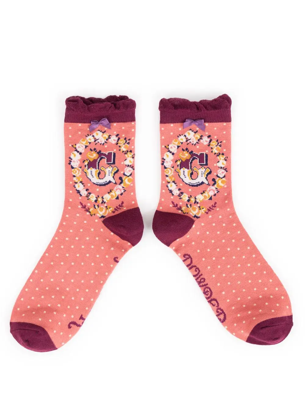 Set of 2 Ladies Alphabet Socks - G