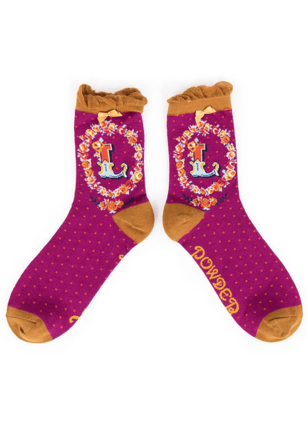 Set of 2 Ladies Alphabet Socks - L