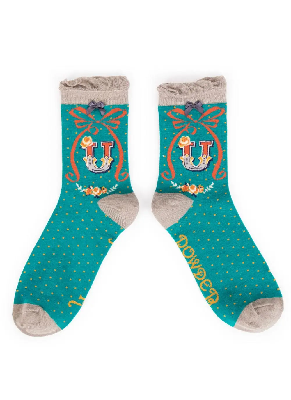 Set of 2 Ladies Alphabet Socks - U
