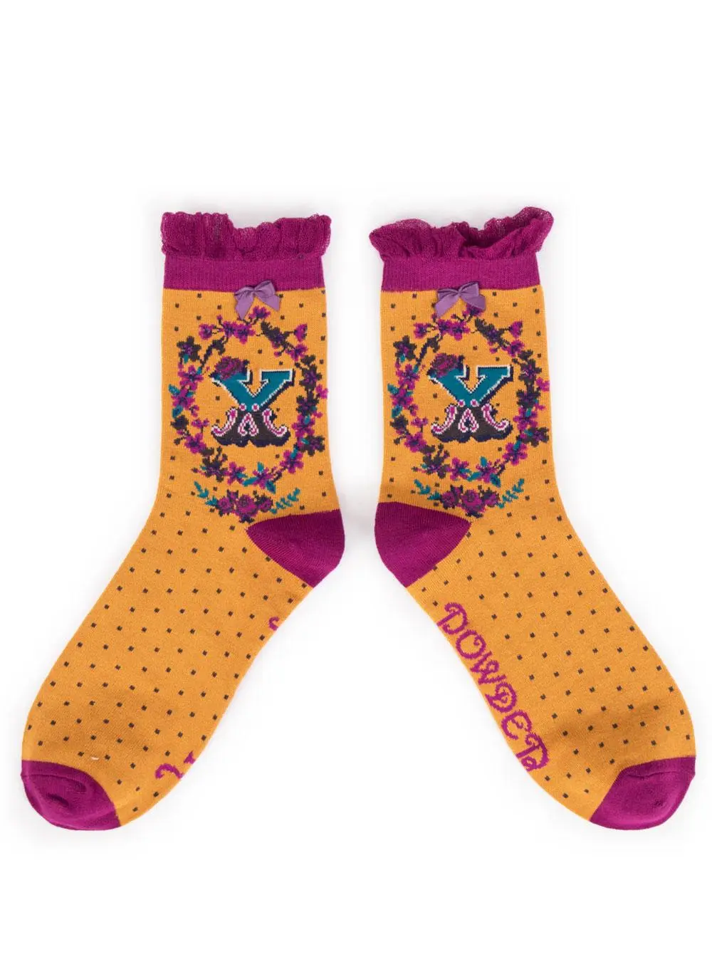 Set of 2 Ladies Alphabet Socks - X