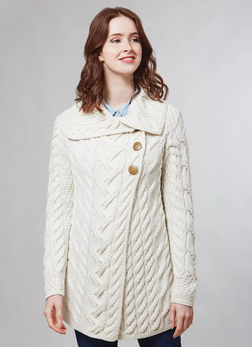 Supersoft Merino Wool Long Cable Cardigan