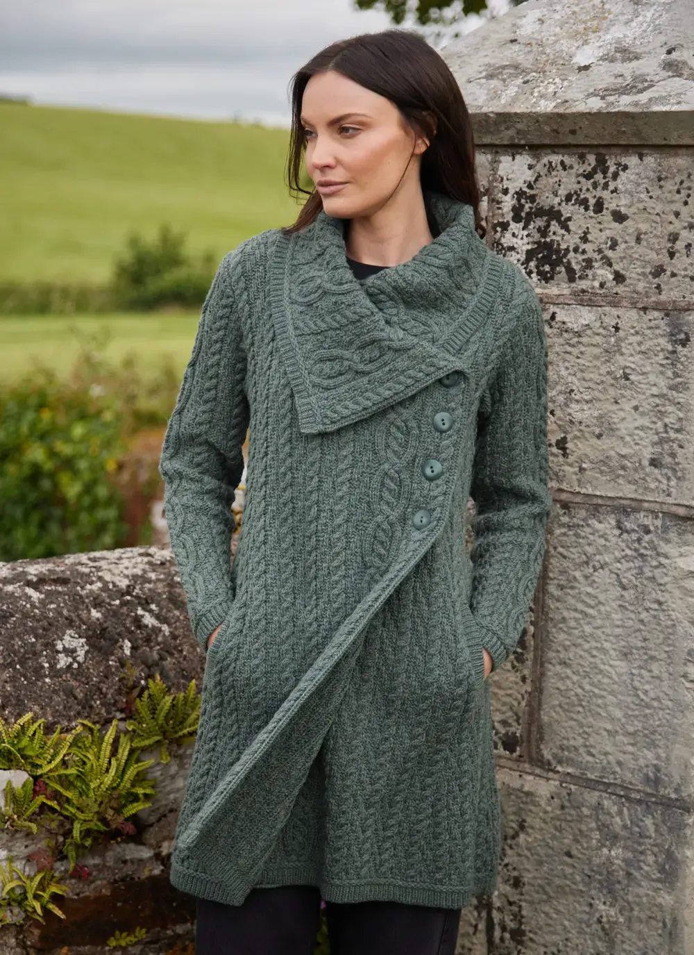 Deirdre Aran Oversized Collar Coatigan