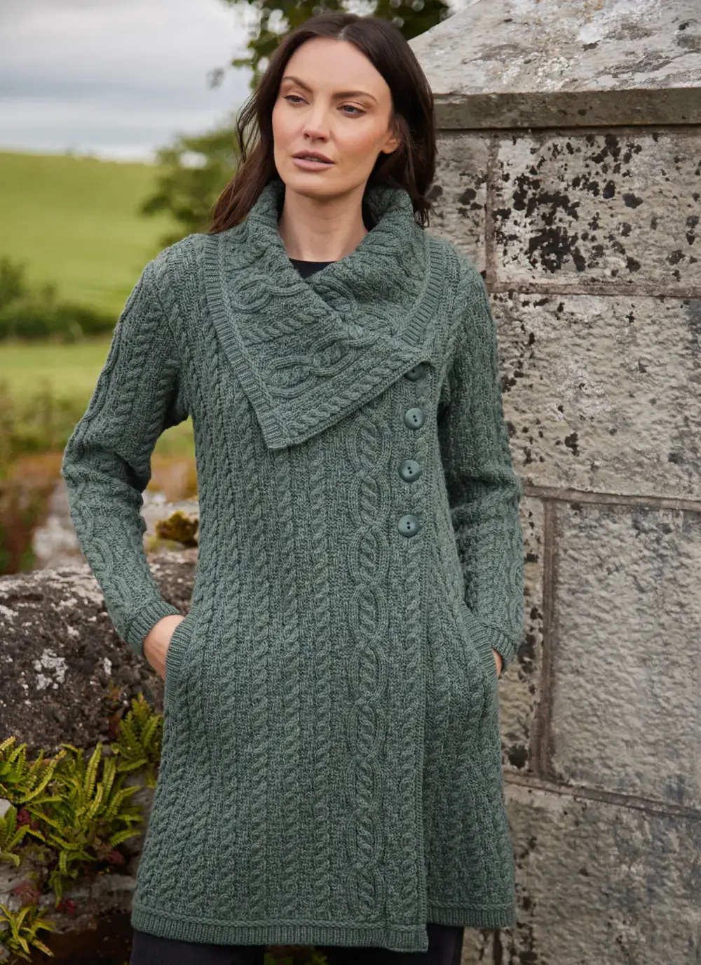 Deirdre Aran Oversized Collar Coatigan