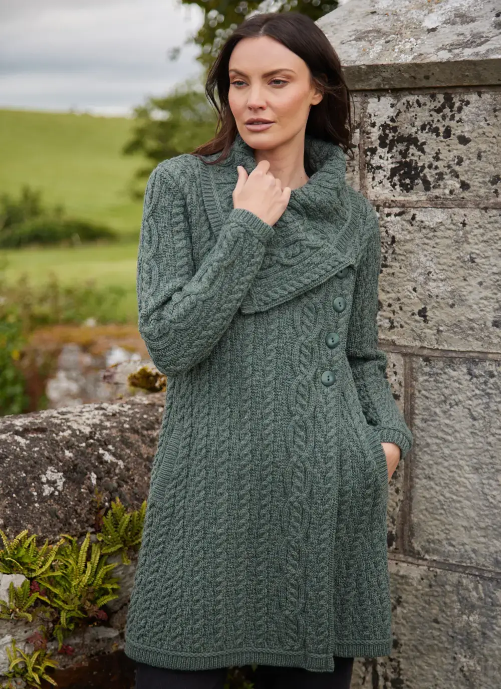 Deirdre Aran Oversized Collar Coatigan