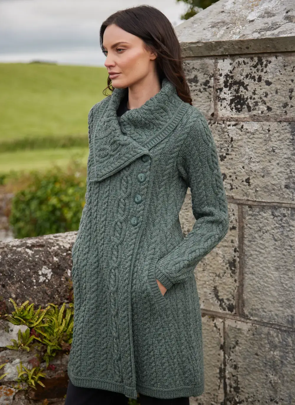 Deirdre Aran Oversized Collar Coatigan