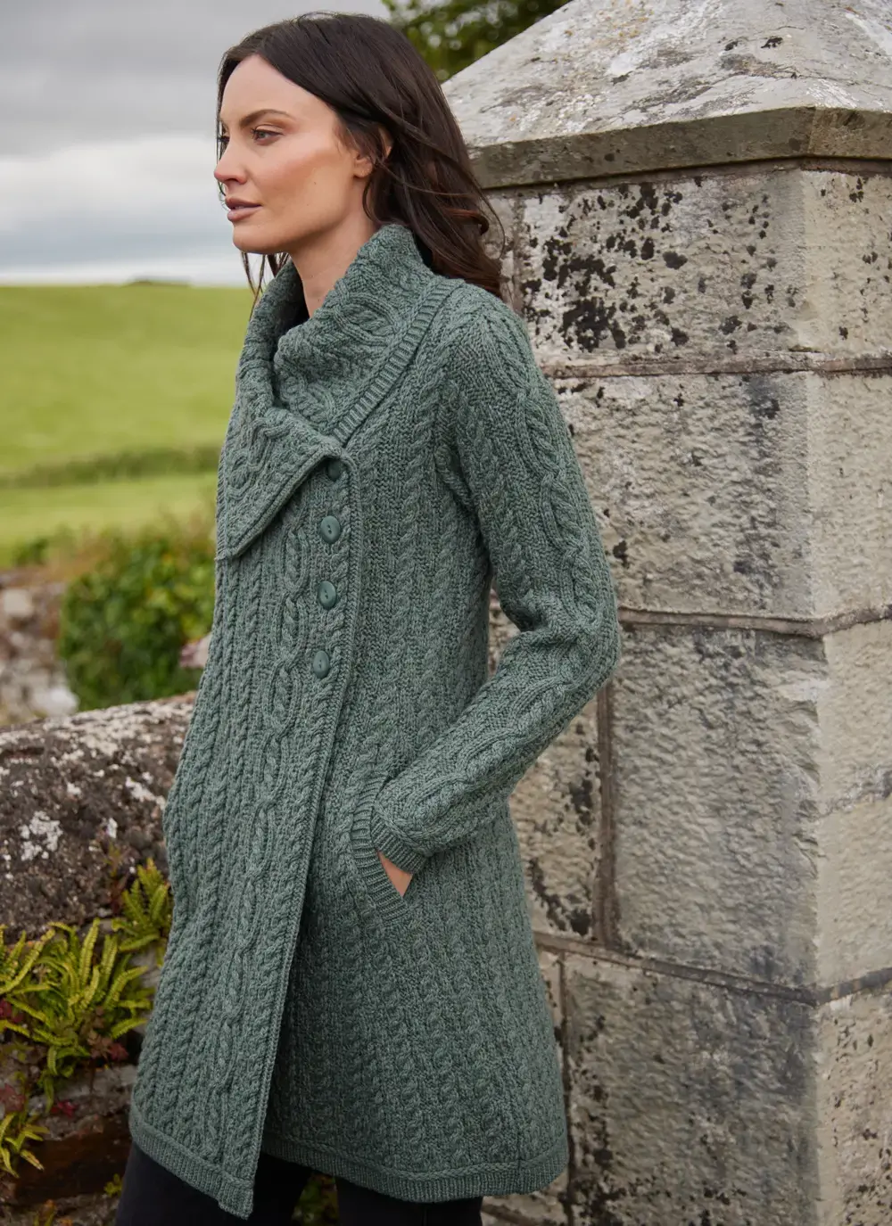 Deirdre Aran Oversized Collar Coatigan