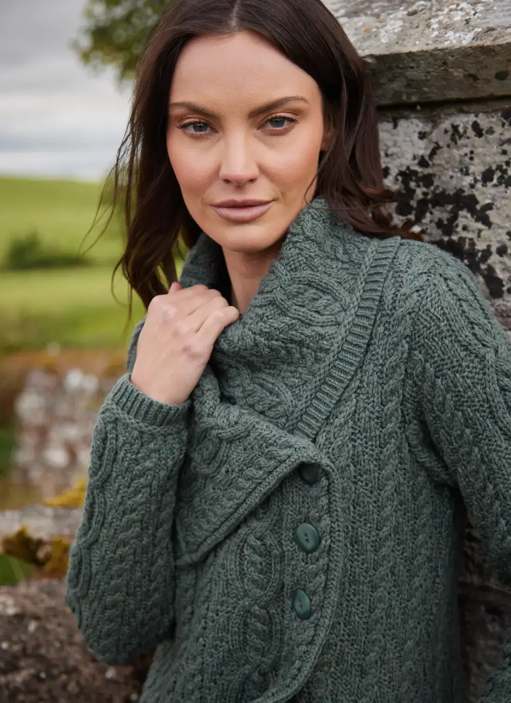 Deirdre Aran Oversized Collar Coatigan