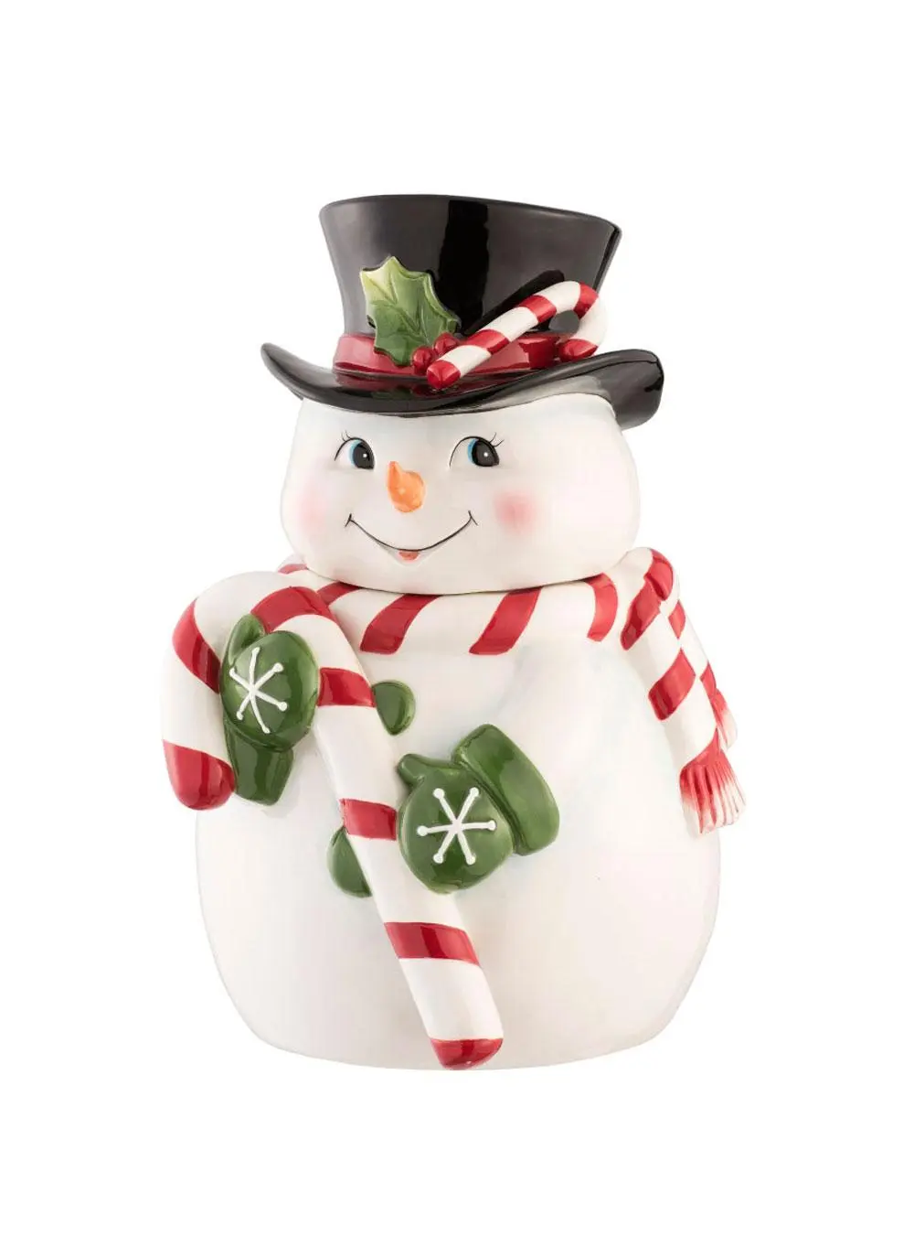 Candy Cane Snowman Cookie Jar