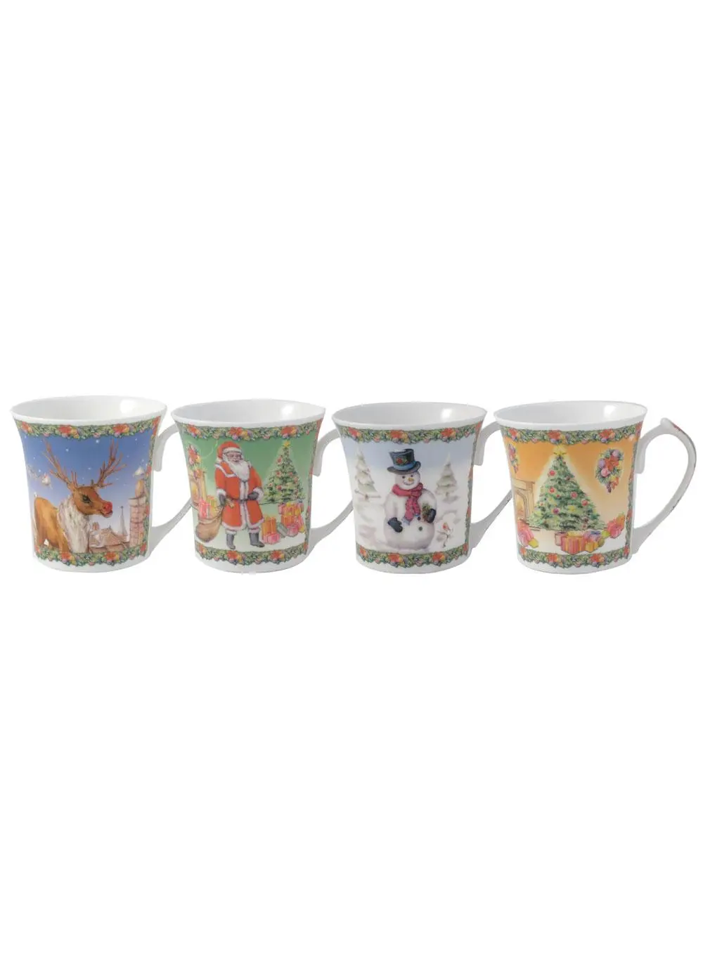 Classic Christmas Four Mugs Set 