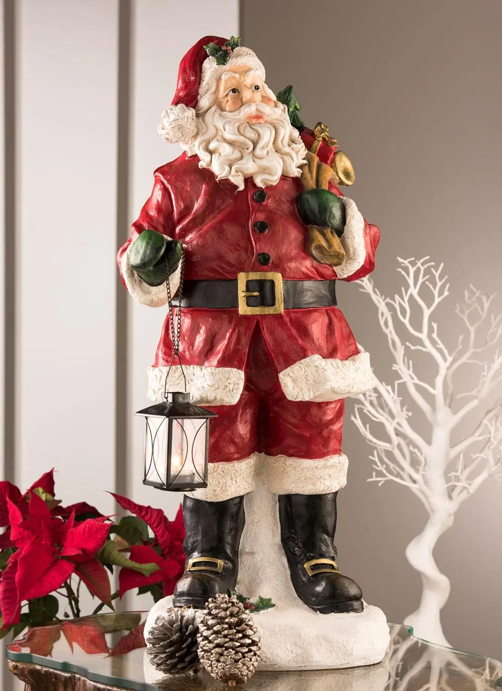 Large Santa With Lantern Figurine