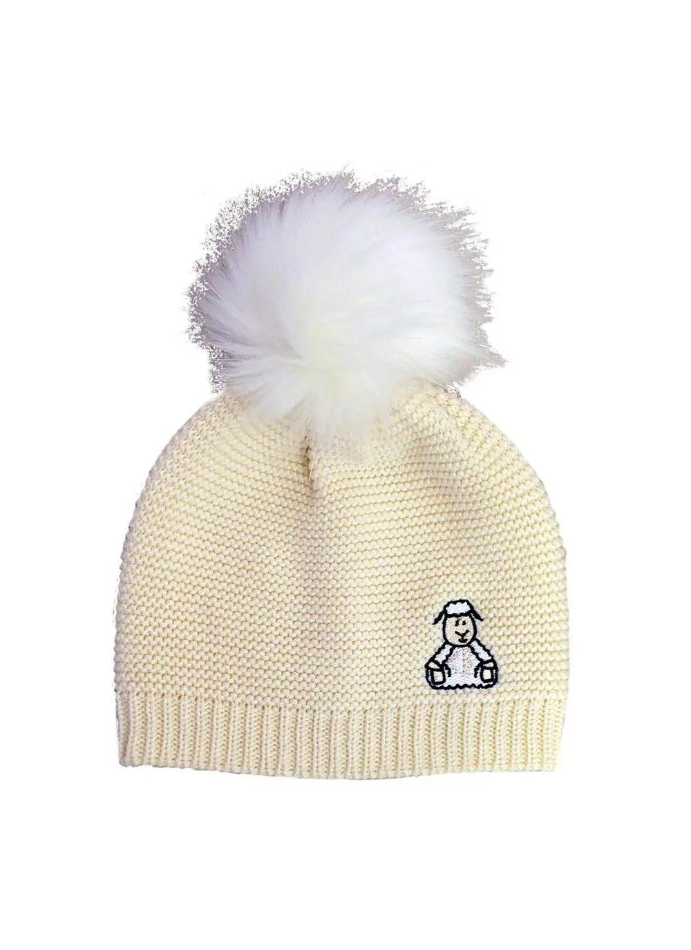 Kids Sheep Fur Bobble Hat