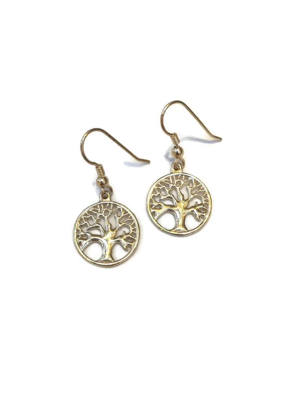 10K Gold Tree Of Life Drop Earrings