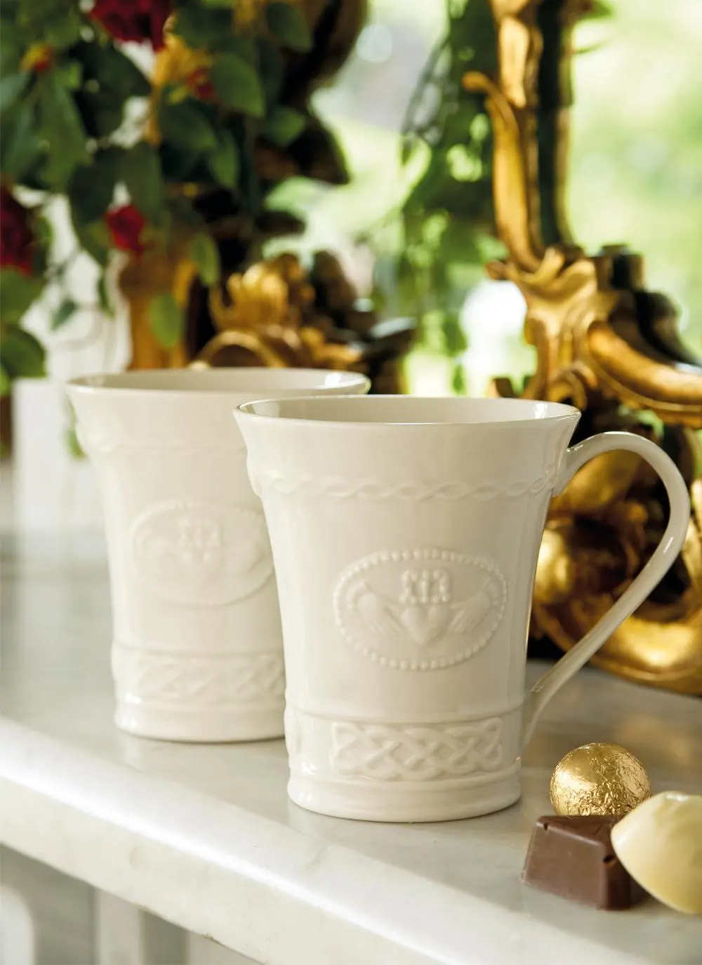 Belleek Claddagh Mugs Set of 2