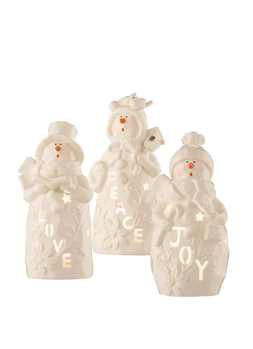 Love Peace & Joy Snowmen Votive Set