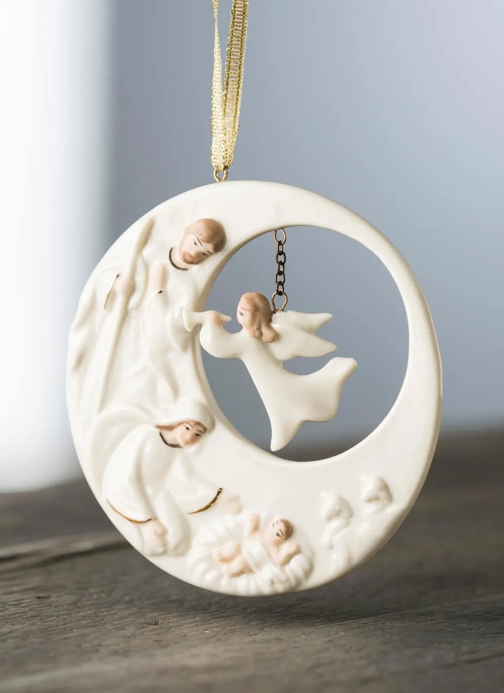 Nativity Family & Angel Ornament