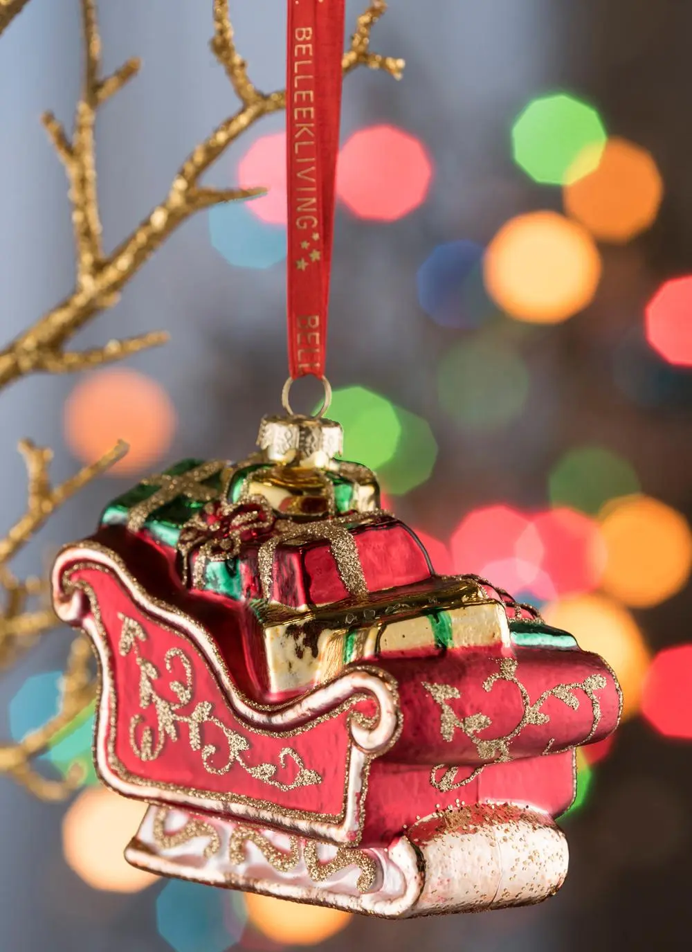 Sleigh Glass Ornament
