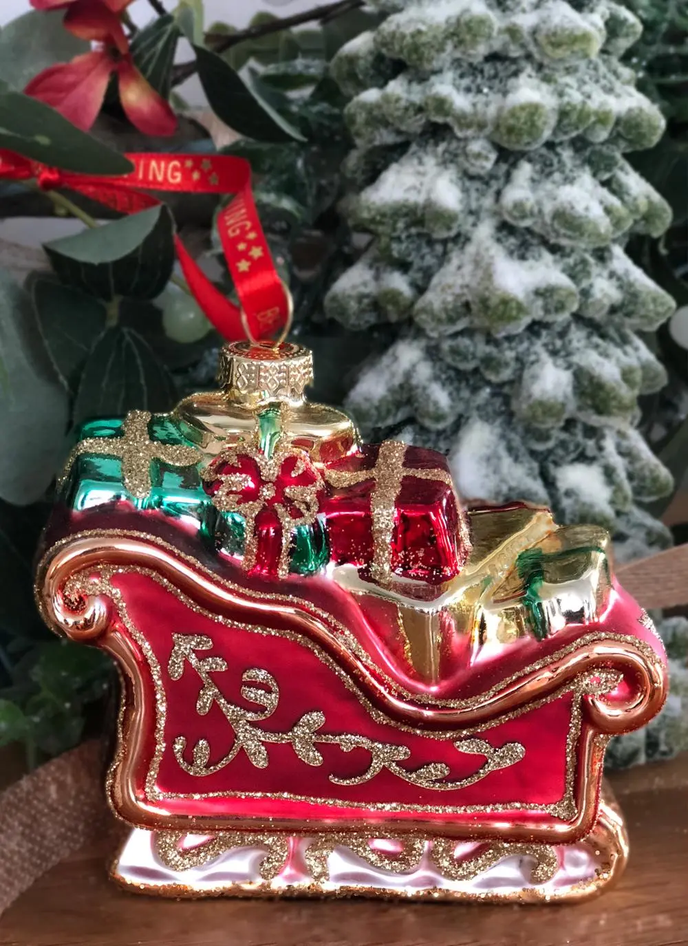Sleigh Glass Ornament