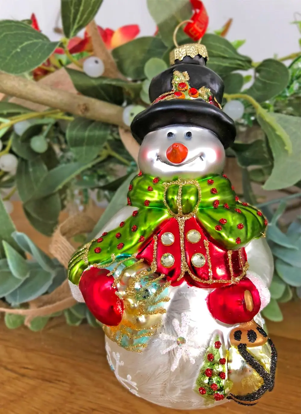Snowman Glass Ornament