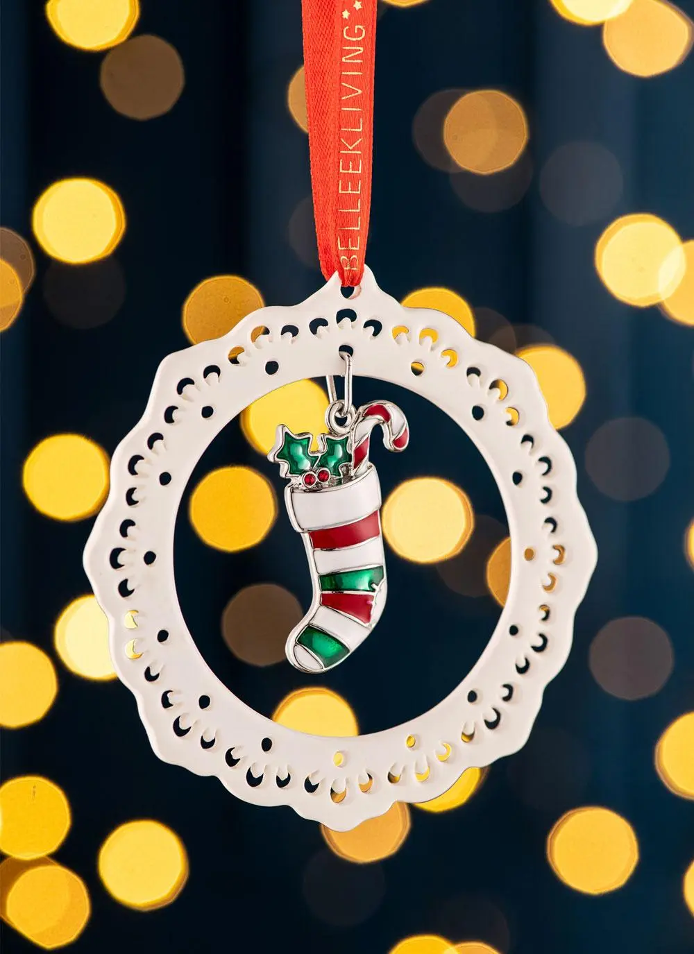 Belleek Stocking Charm Decoration