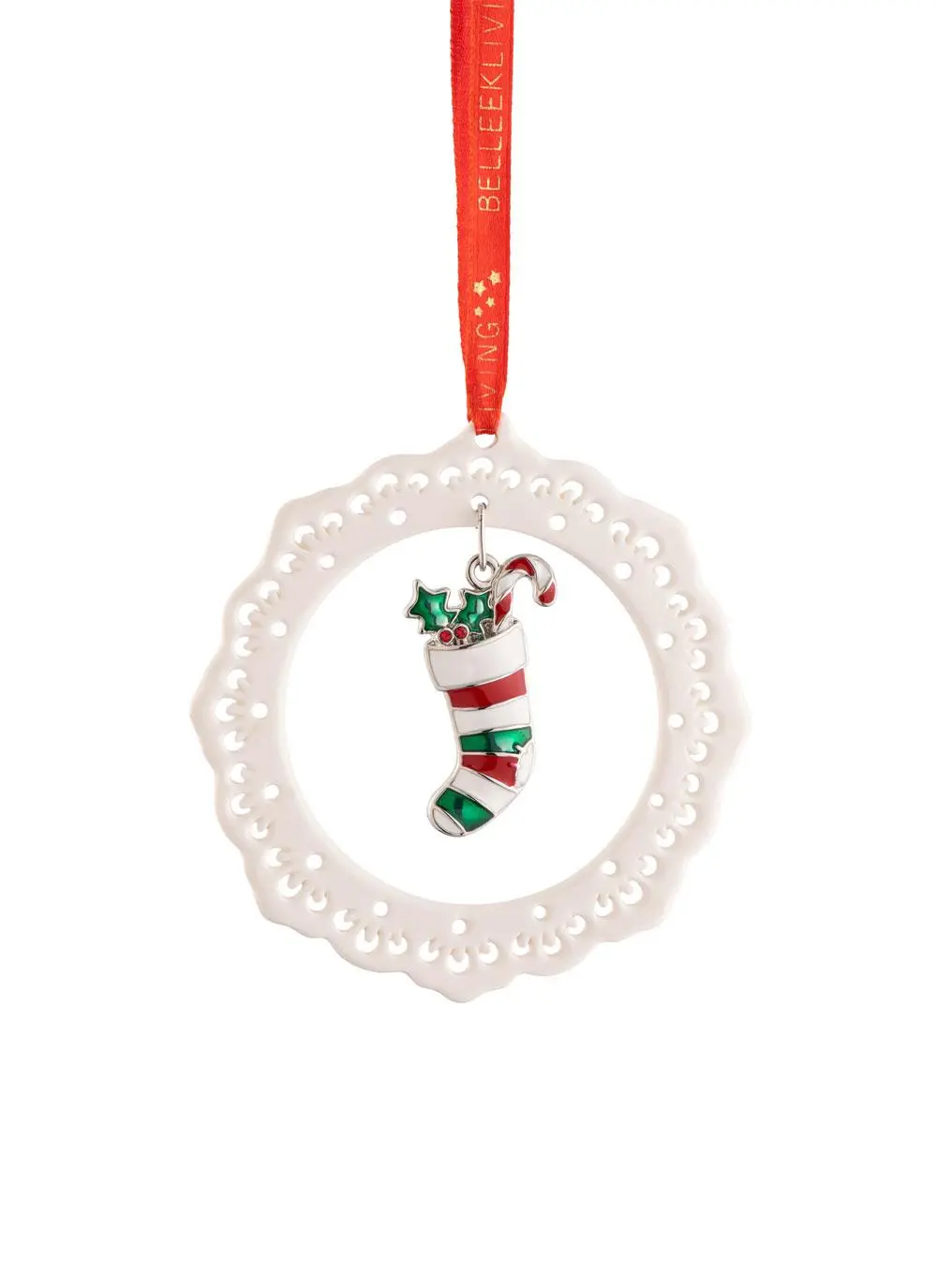 Belleek Stocking Charm Decoration