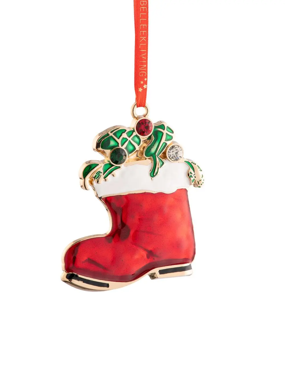 Santa's Boot Enamel Ornament