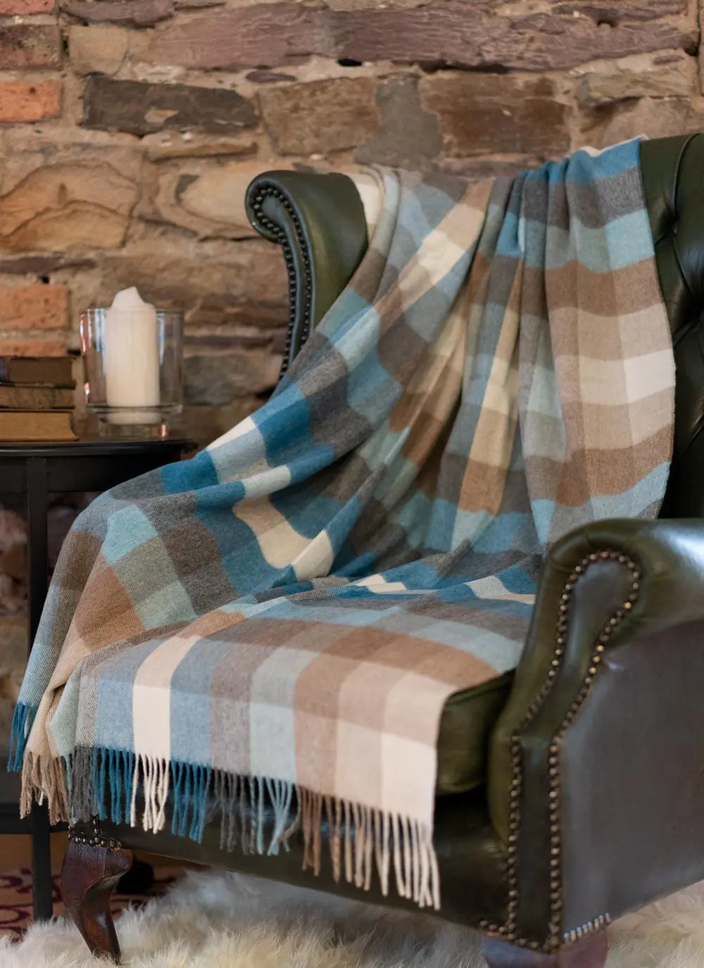 Harlequin Aqua Check Lambswool Throw