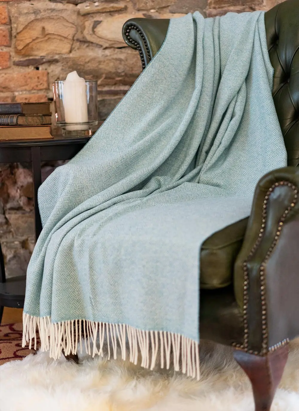 Parquet Aqua Lambswool Throw