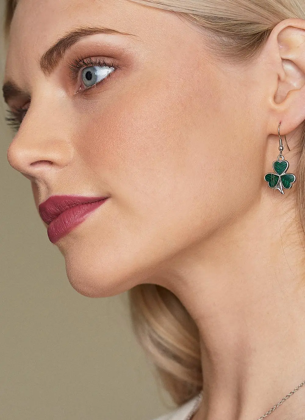 Shamrock Enamel Pendant & Earrings Set