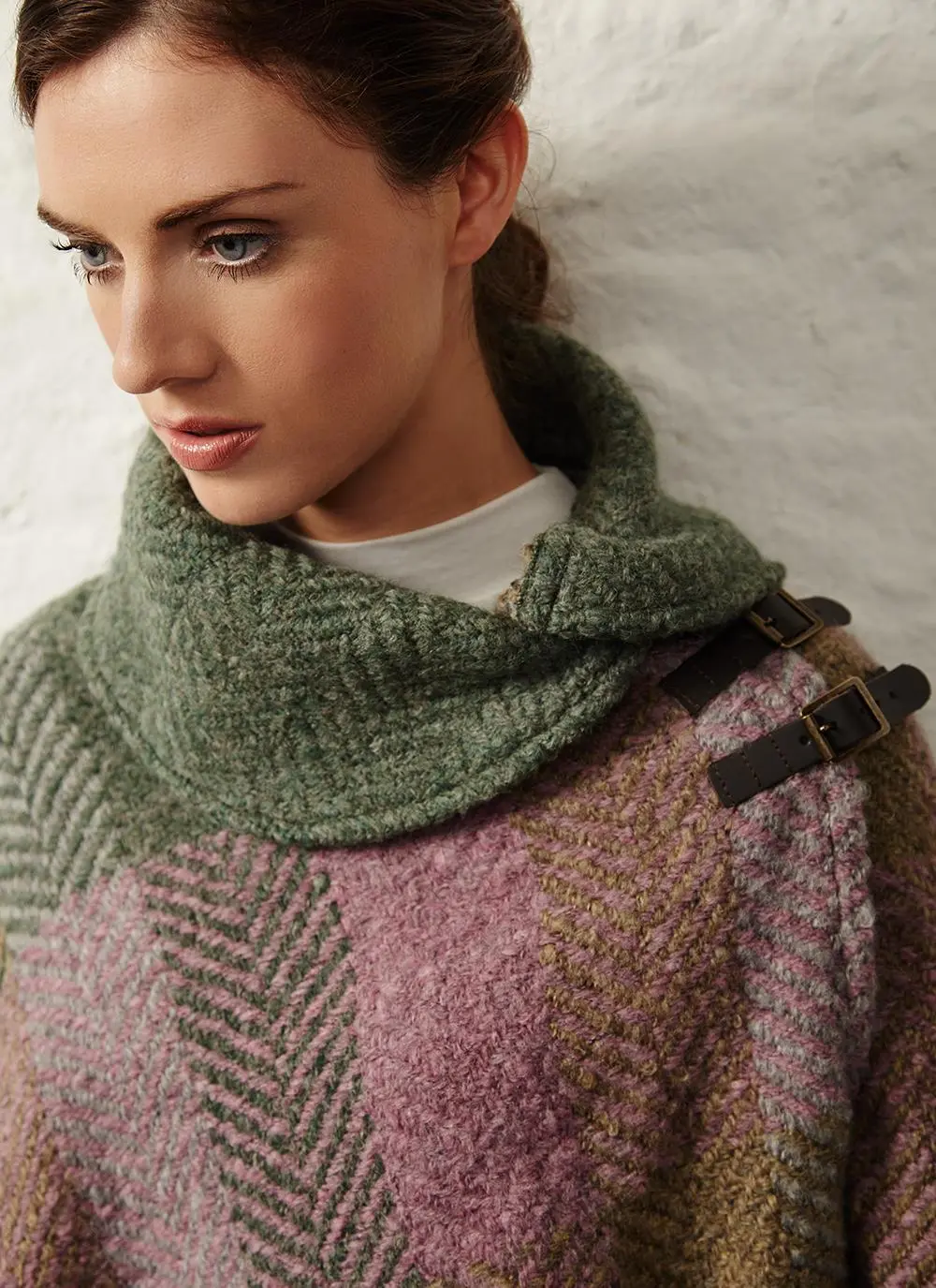 Shawl Collar Cape Multi Loden