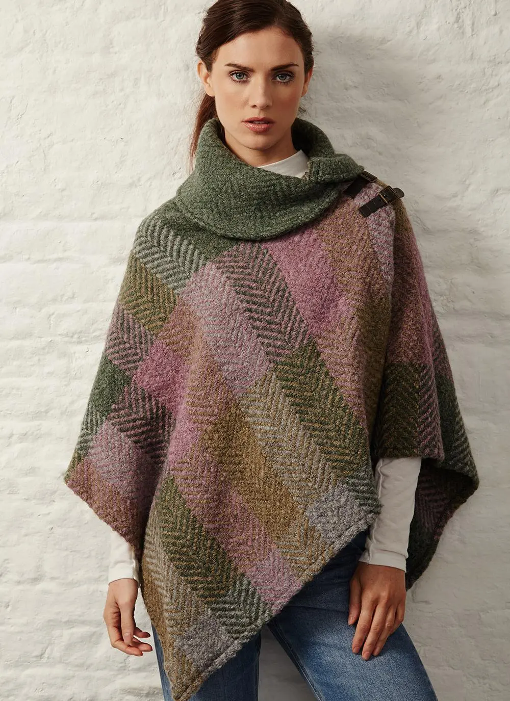 Shawl Collar Cape Multi Loden