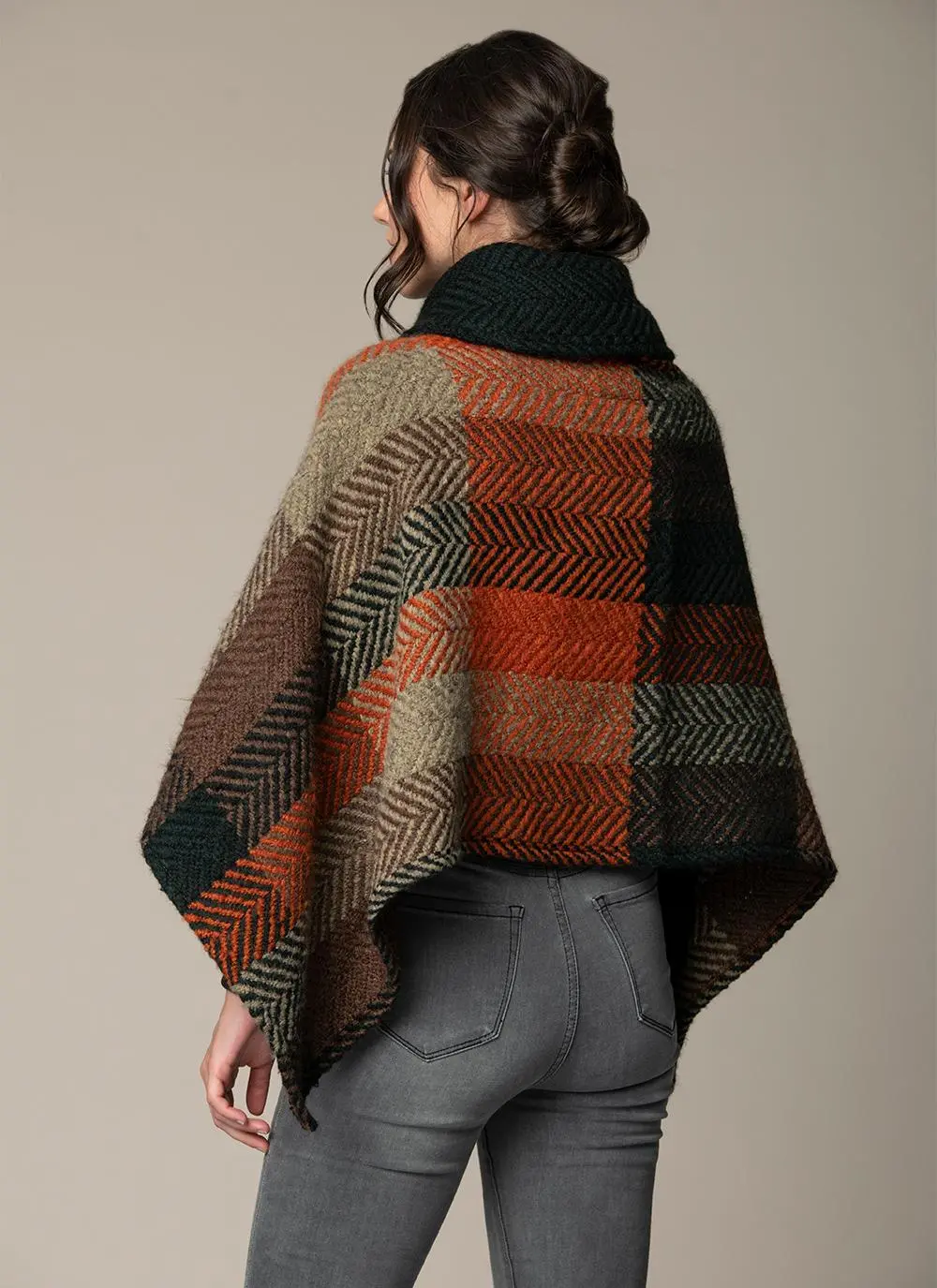 Shawl Collar Cape Multi Rust