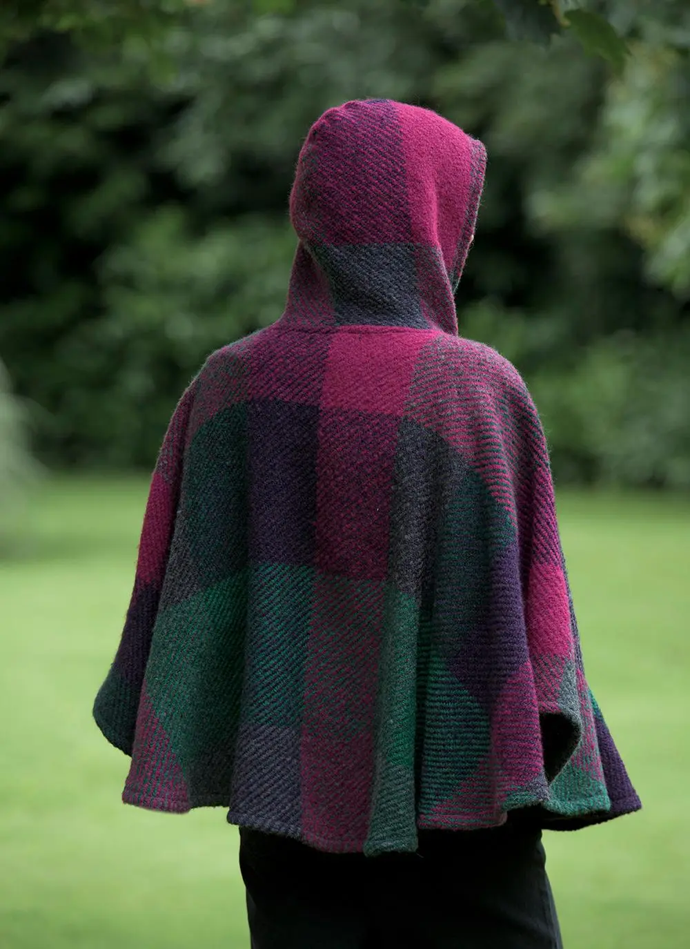 Cheryl Hooded Wool Poncho