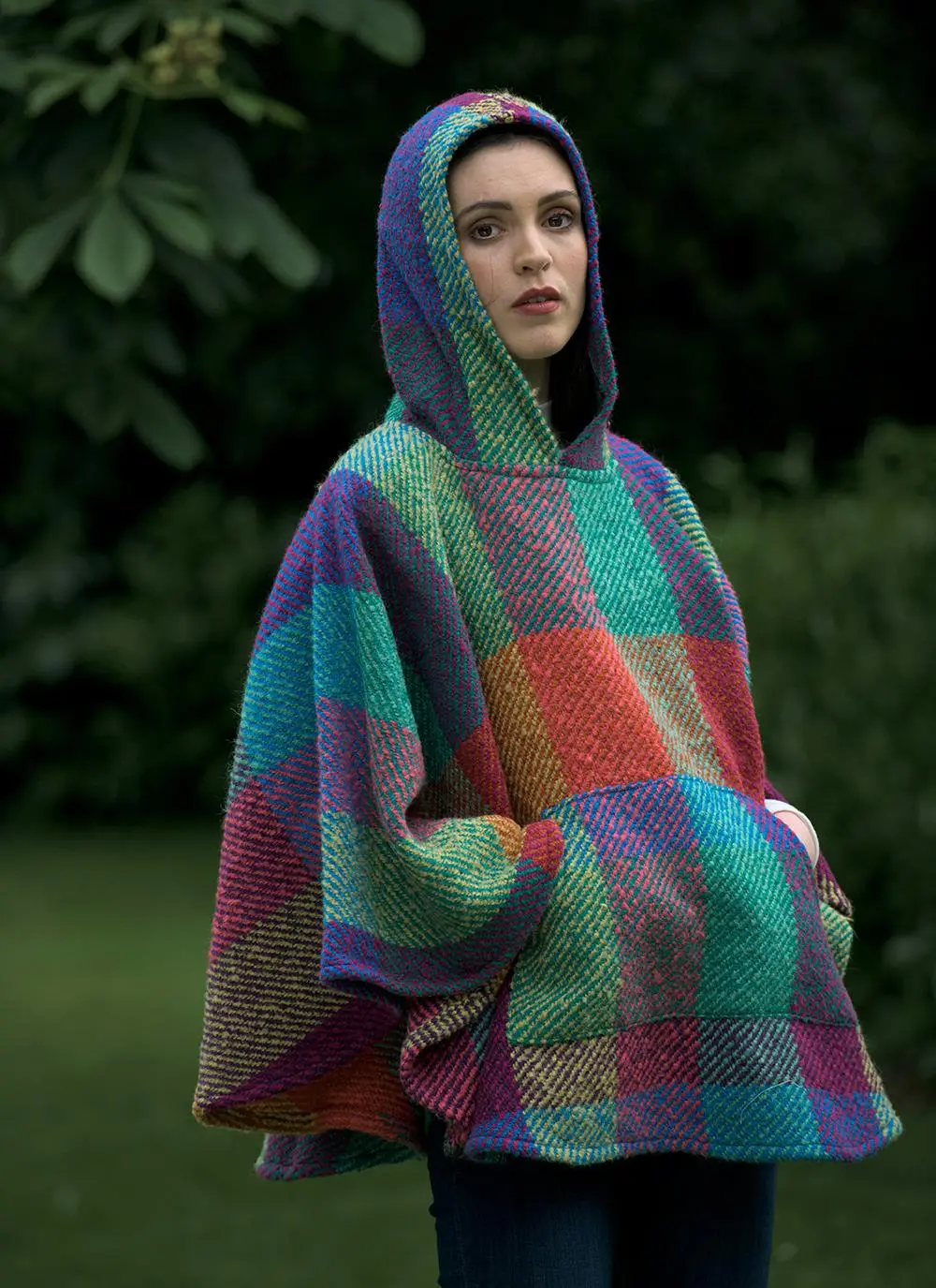 Cheryl Hooded Wool Poncho