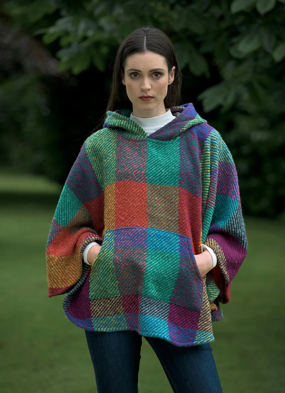 Cheryl Hooded Wool Poncho