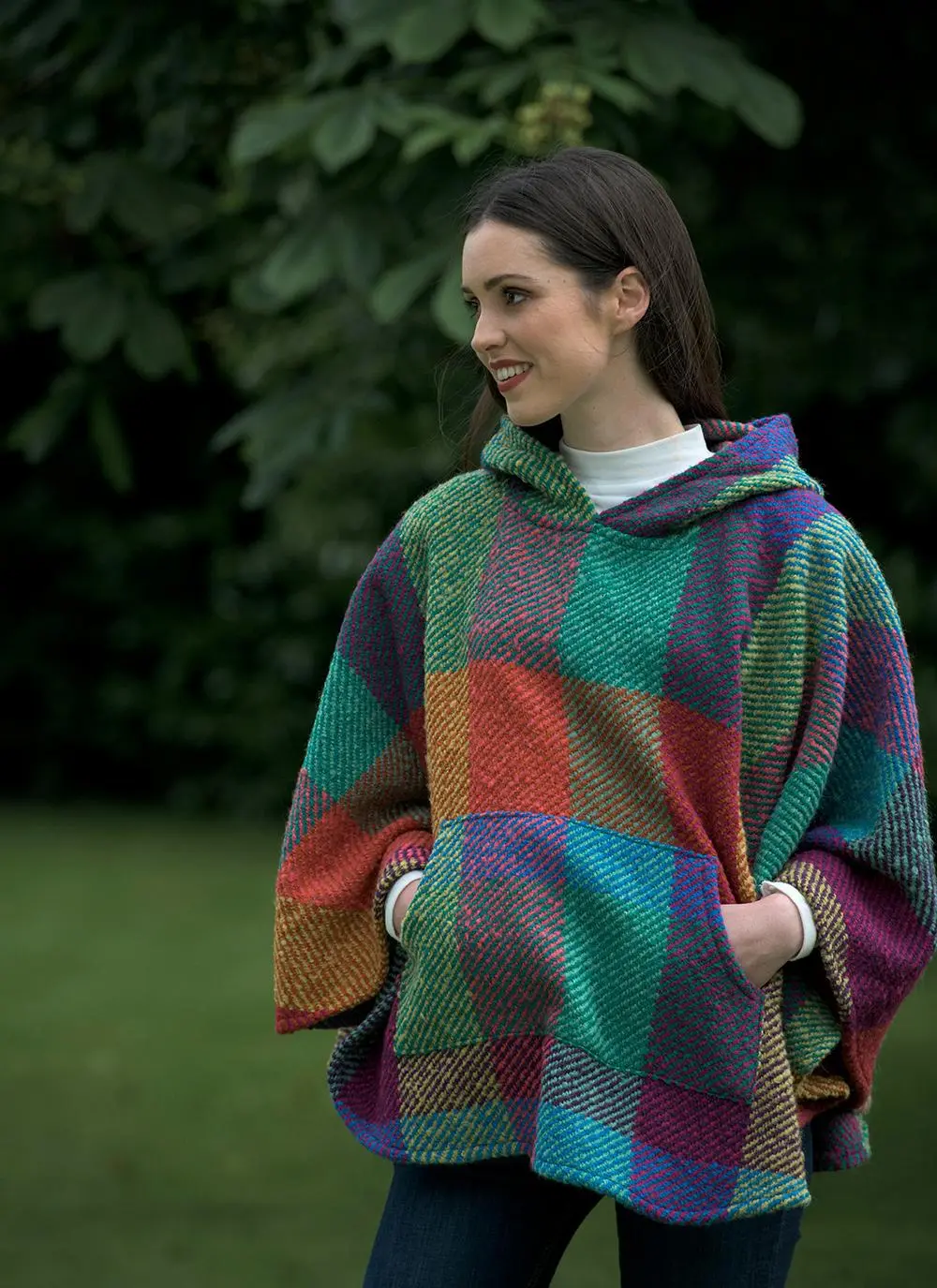 Cheryl Hooded Wool Poncho