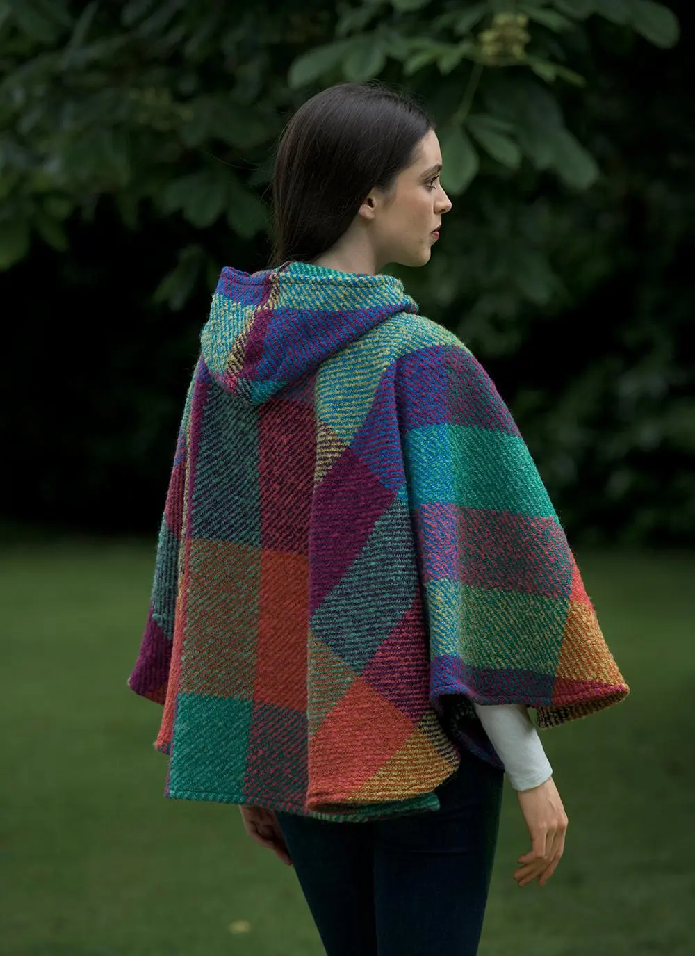 Cheryl Hooded Wool Poncho