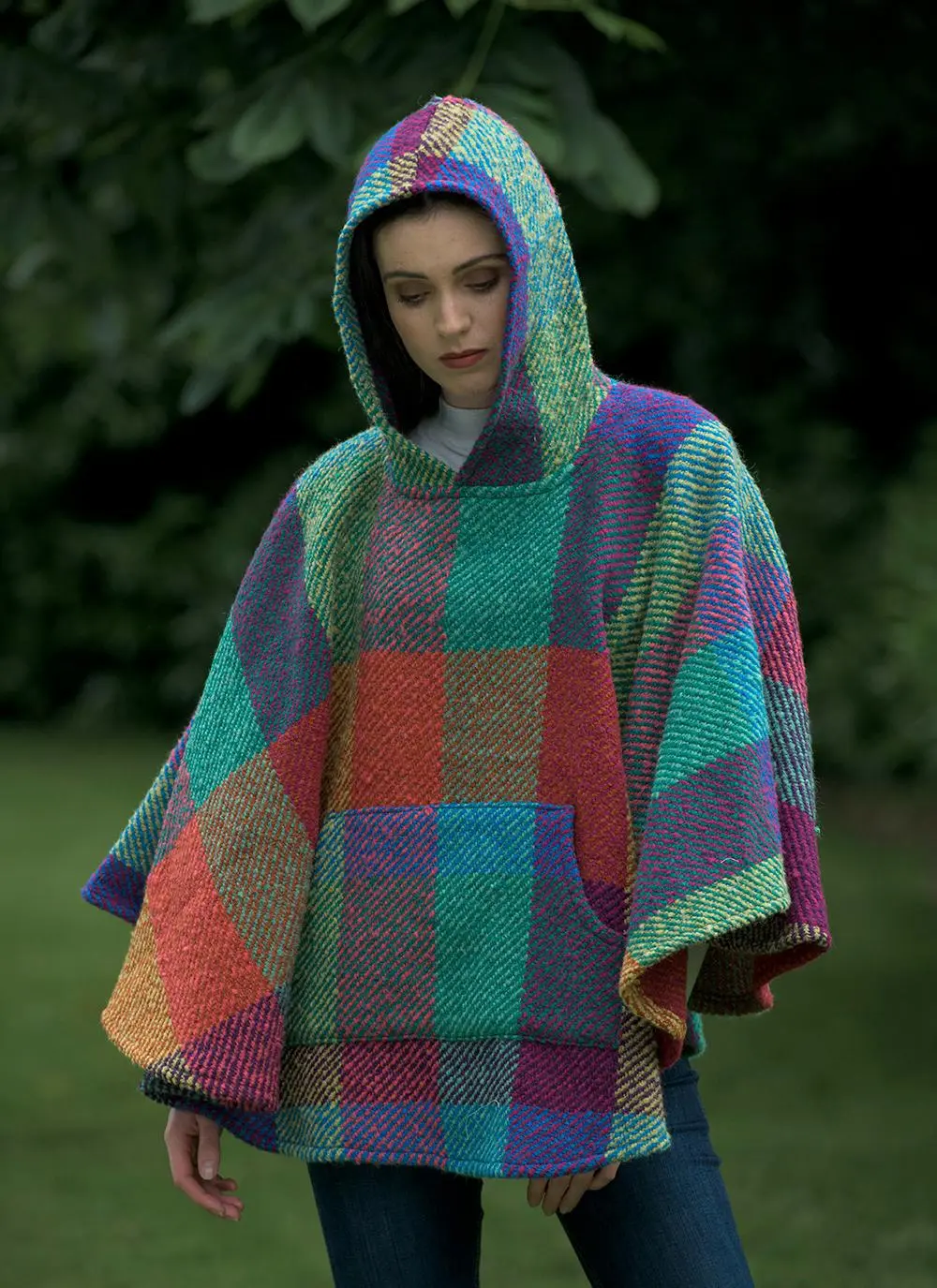 Cheryl Hooded Wool Poncho