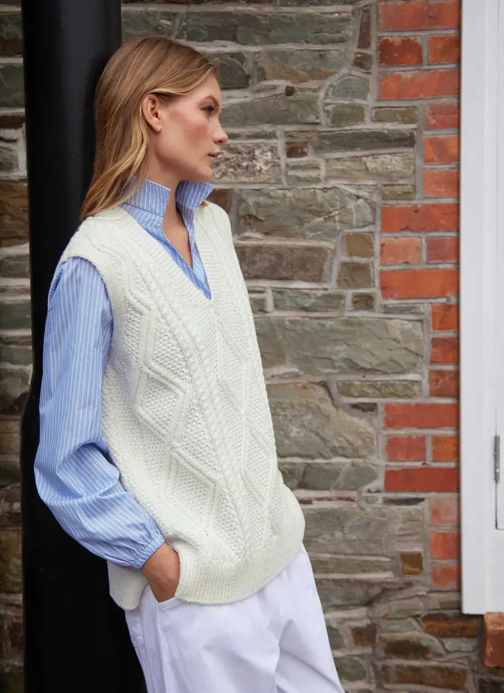 Cara Sleeveless V-Neck Sweater