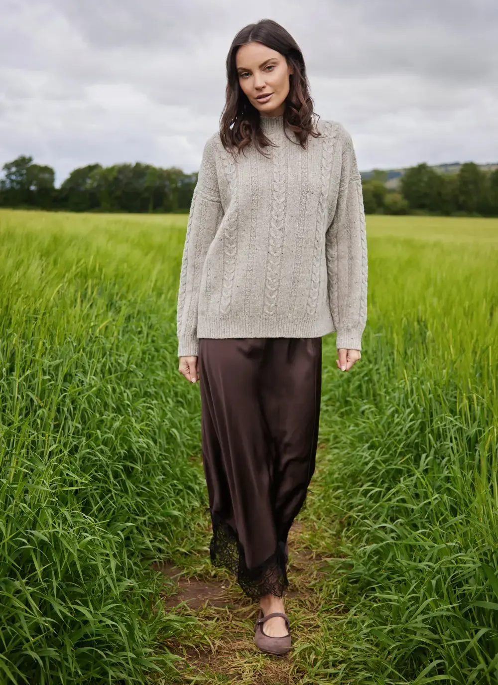 Cara Wool Cashmere Cable Turtleneck
