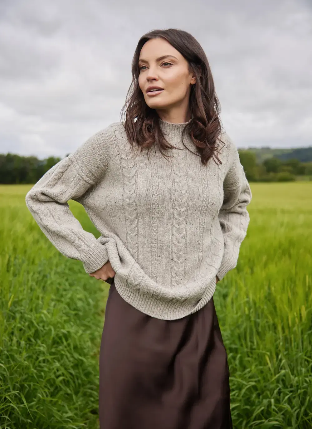 Cara Wool Cashmere Cable Turtleneck