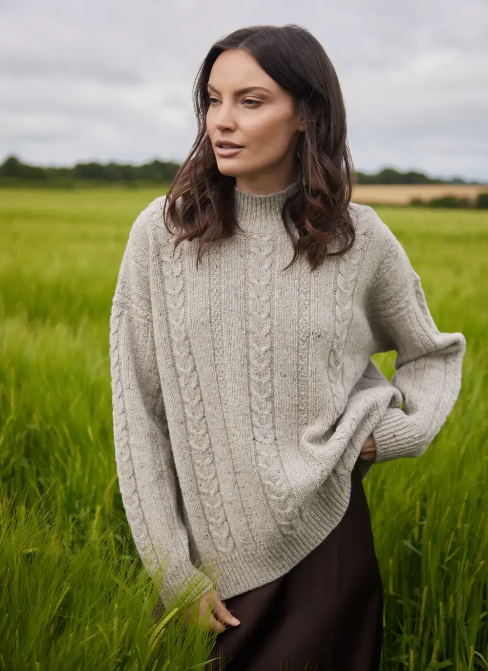 Cara Wool Cashmere Cable Turtleneck