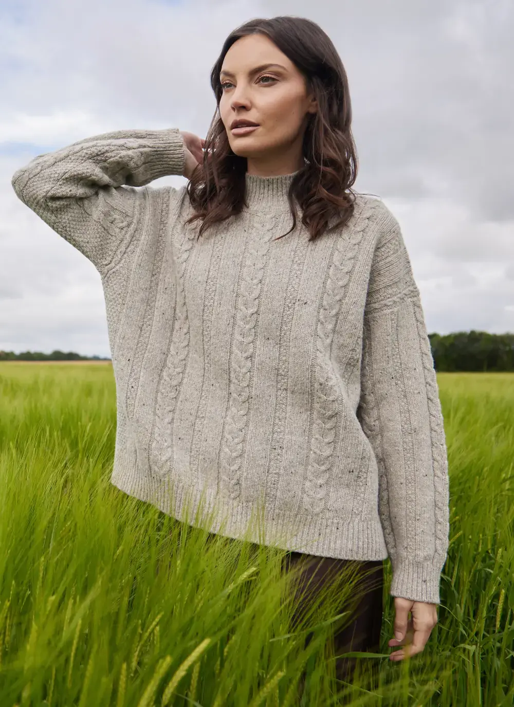 Cara Wool Cashmere Cable Turtleneck
