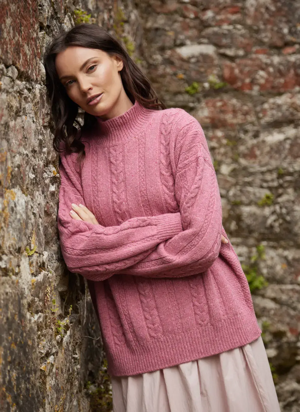 Cara Wool Cashmere Cable Turtleneck