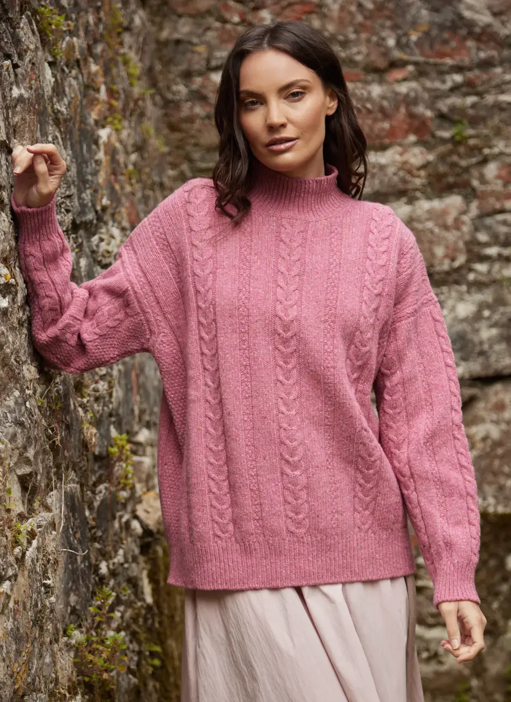 Cara Wool Cashmere Cable Turtleneck
