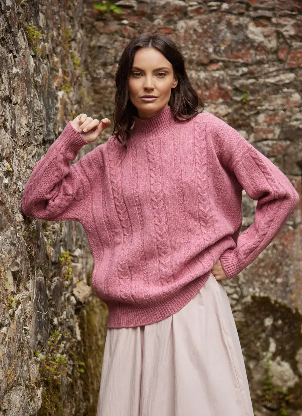 Cara Wool Cashmere Cable Turtleneck