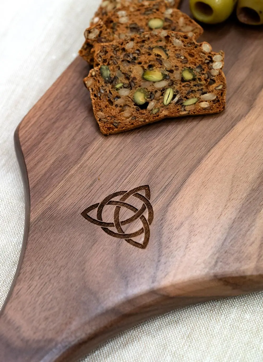 Trinity Knot Walnut Cheese Paddle with Knife