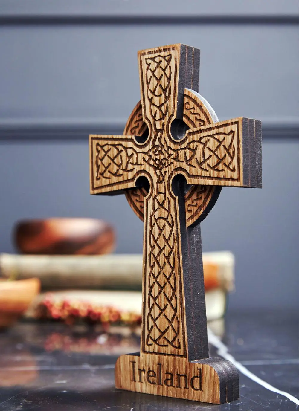Irish Oak High Cross Ornament